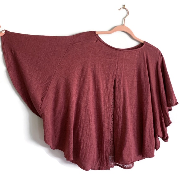 Wrap London Tops - Wrap London linen top / brick red layered circle lace blouse / women's 12 large